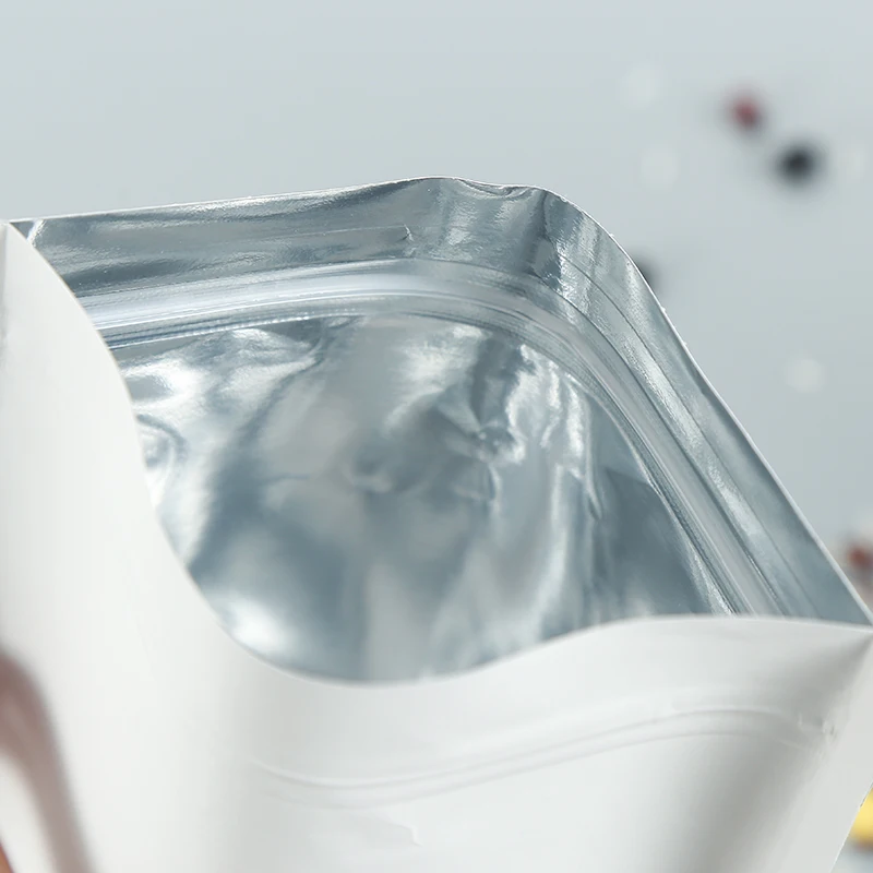 100 шт белый стоьте вверх крафт бумажный пакет с матовым окошком и молнией для еды