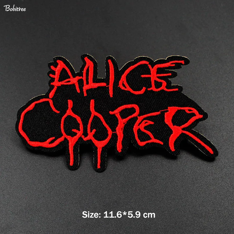 Alice Cooper Red Letters Patch Iron on Stickers Clothes Embroidered Badge Applique For Jacket jeans Costume Decoration