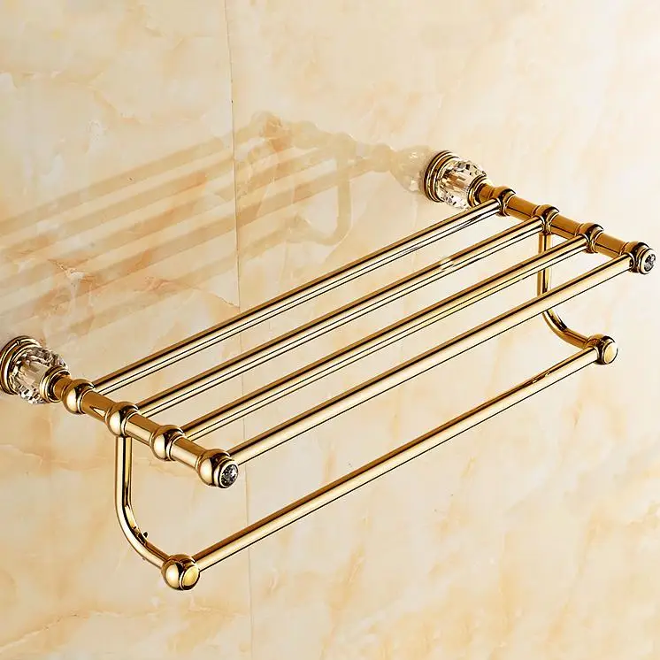 towel rack Европейские роскошные золотые хрустальные латунные аксессуары для ванной комнаты, аксессуары для ванной комнаты, набор золотых мыльниц, держатель для бумажных полотенец, отправка из России - Цвет: towel rack