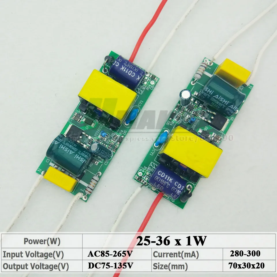 25-36x1W 1-36 Вт Светодиодный драйвер вход AC110V/220 В Источник Питания постоянный ток 300 мА IC трансформатор освещения встроенный для DIY светодиодный лампы - Цвет: 25-36x1W