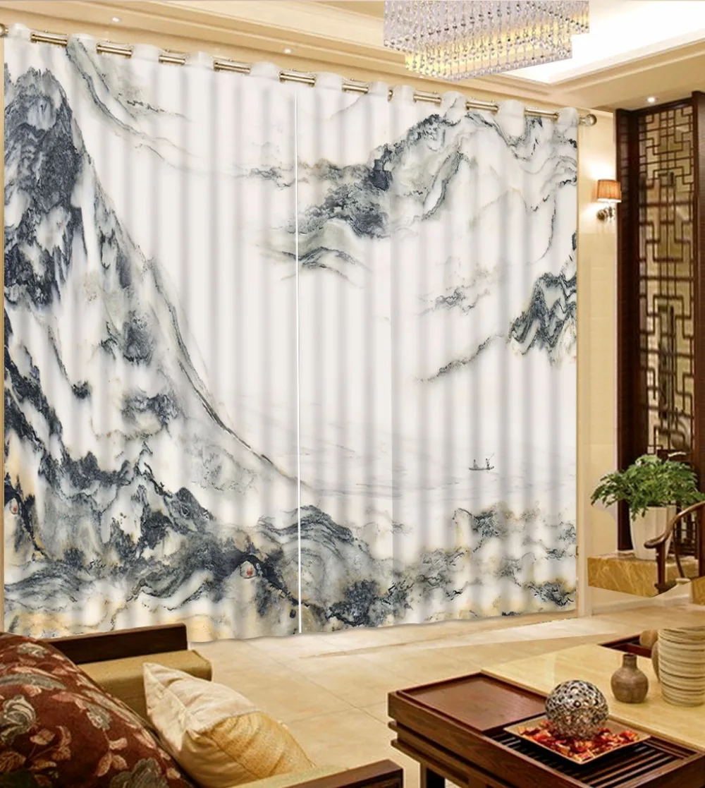 Современные художественные концепции горы 3D занавески для спальни фото