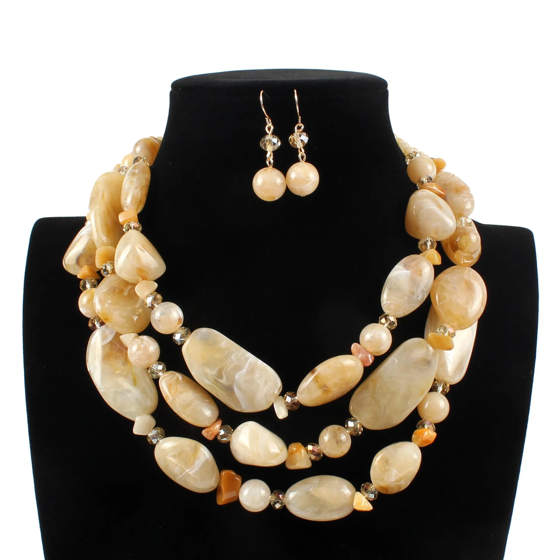 2018 New Hot Exaggerated Multi Layer Bohemian Jewelry Sets Women Strand Beaded Choker Resin Crystal Geometric Necklace Earrings | Украшения