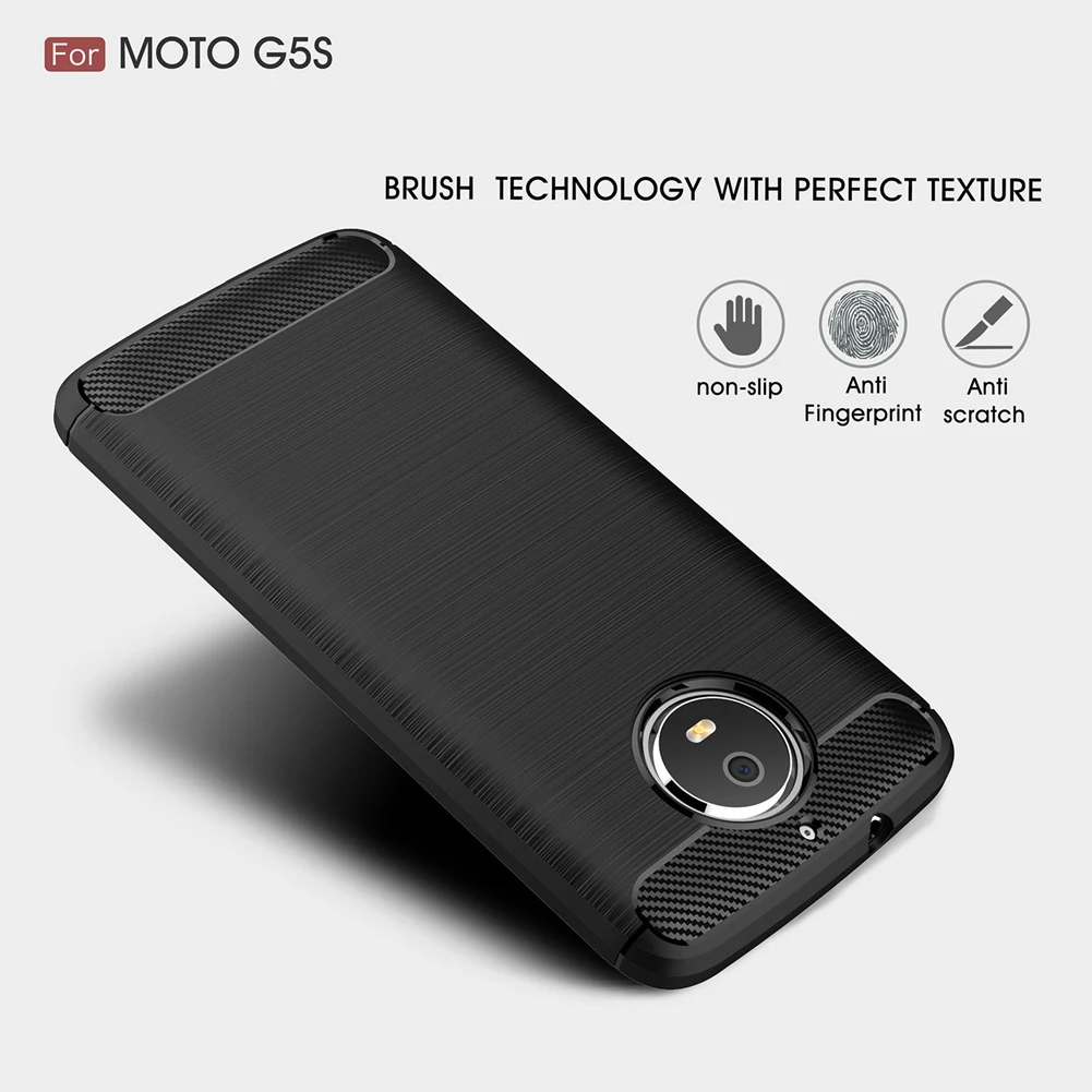 UPaitou For Motorola Moto G5S Case Carbon Fiber Cases Scratch Resistant Soft TPU Back Cover for XT1793 XT1794 XT1792 |
