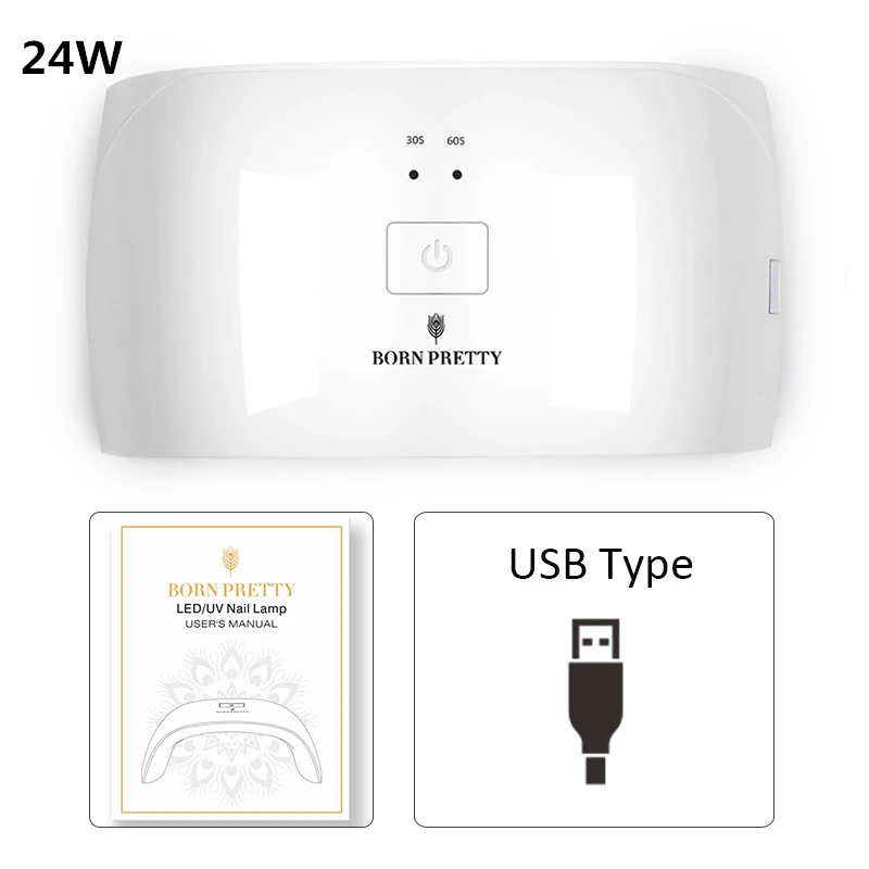 24W USB Type Сушилка для ногтей BORN PRETTY, СВЕТОДИОДНЫЙ УФ-светильник для ногтей, USB лампа для маникюра, ЖК-дисплей, сушка, Гель-лак для ногтей, инструмент для дизайна ногтей - Цвет: 24W USB Type