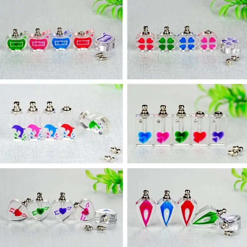 Mix Color Crystal Vial Pendants miniature glass bottles rice vials SCREW CAP necklace perfume oil bottle Rice Charms diy | Дом и сад