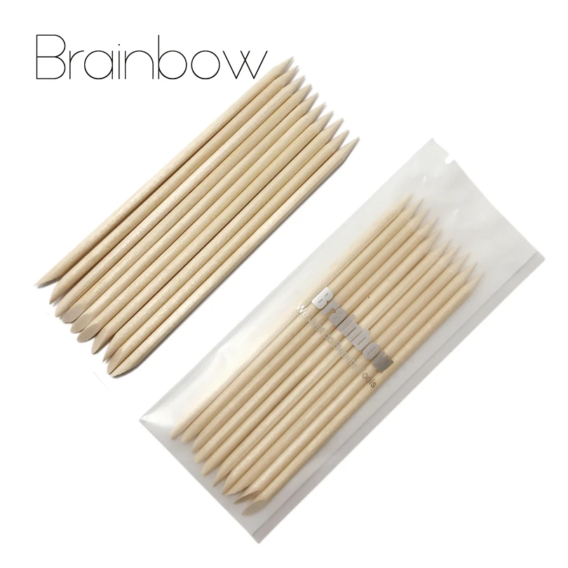 Brainbow 50 шт. дизайн ногтей оранжевая деревянная палка палочки для отодвигания кутикулы для ухода за ногтями Маникюр Угловые оранжевые палочки инструменты для дизайна ногтей