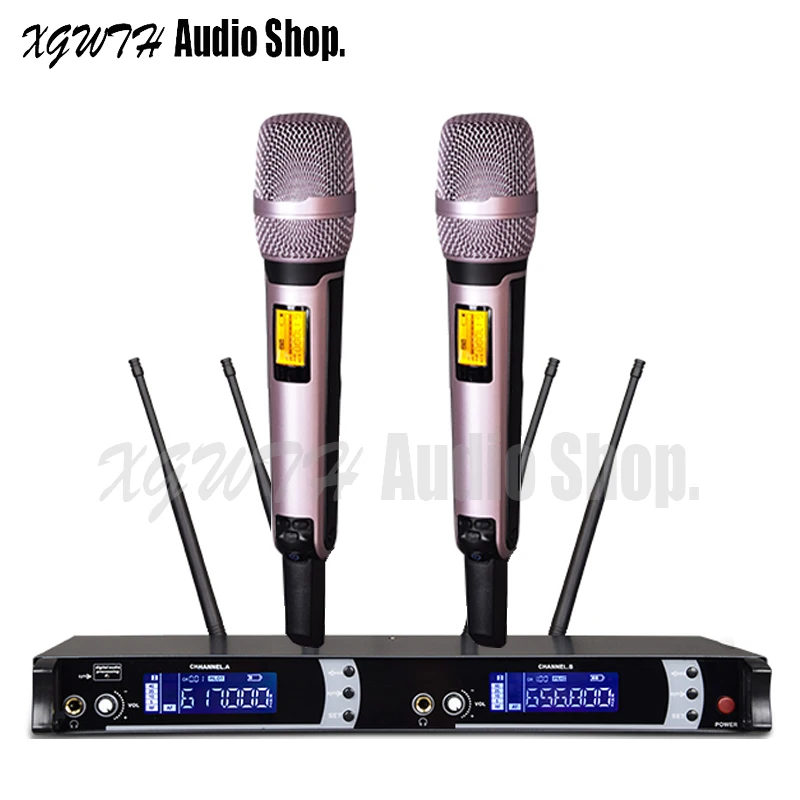 SKM9000 4 антенны для сцены DJ Караоке двойной розовое золото 2 ручной микрофон