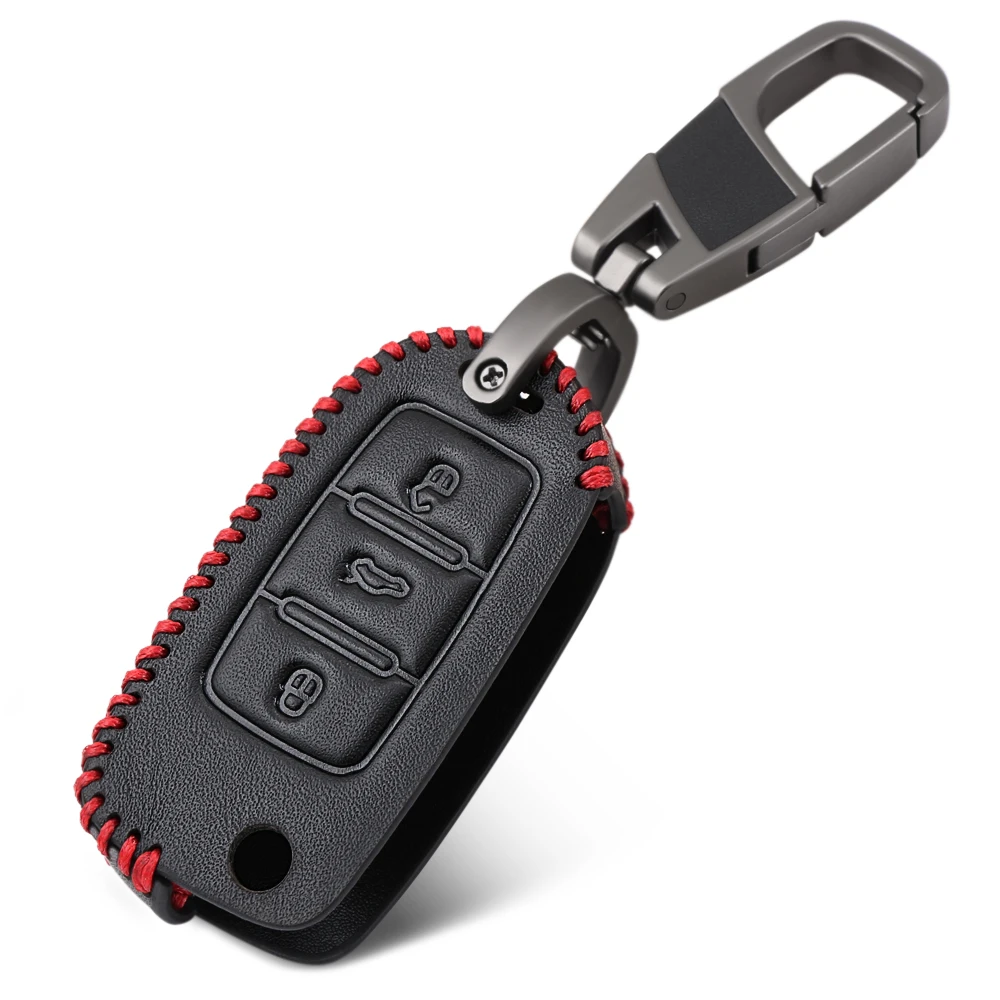 Чехол для автомобильного ключа VW Golf Jetta Skoda Yeti Superb Октавия Рапид SEAT Leon Ibiza кожаный