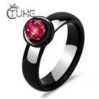 Женское керамическое кольцо Красного горный хрусталь обручальные кольца с большим кубическим цирконием, аксессуары для платьев