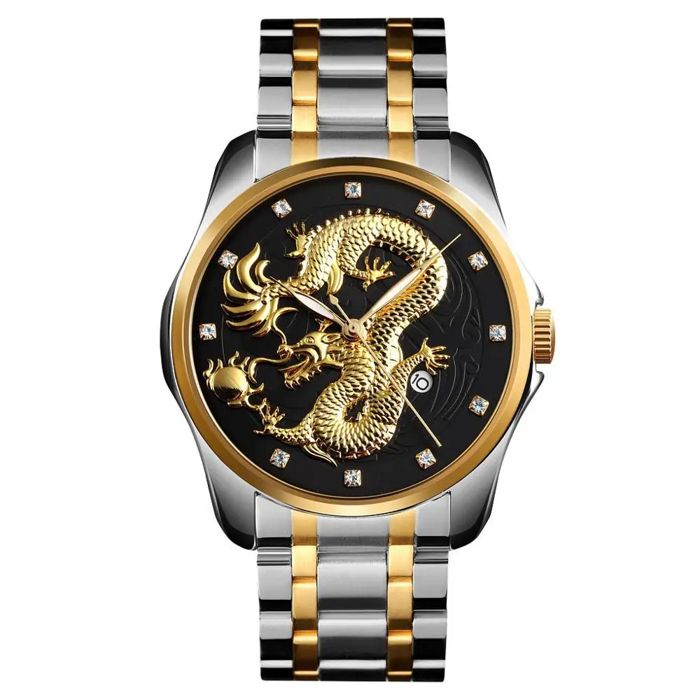 Silver Strap Black SKMEI Для мужчин s часы лучший бренд роскошный золотой кварцевые часы Для мужчин 3Bar Водонепроницаемый Дата Дисплей Нержавеющая сталь ремень Наручные часы 9193 - Цвет: Silver Strap Black