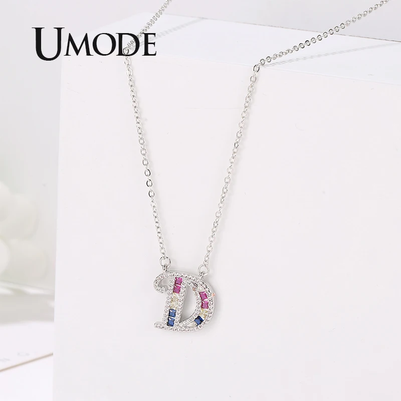 UMODE, новинка, модные микро радужные CZ кубические циркония, A-Z, инициалы, буквы, подвески, ожерелья для женщин, ювелирные изделия UN0363A