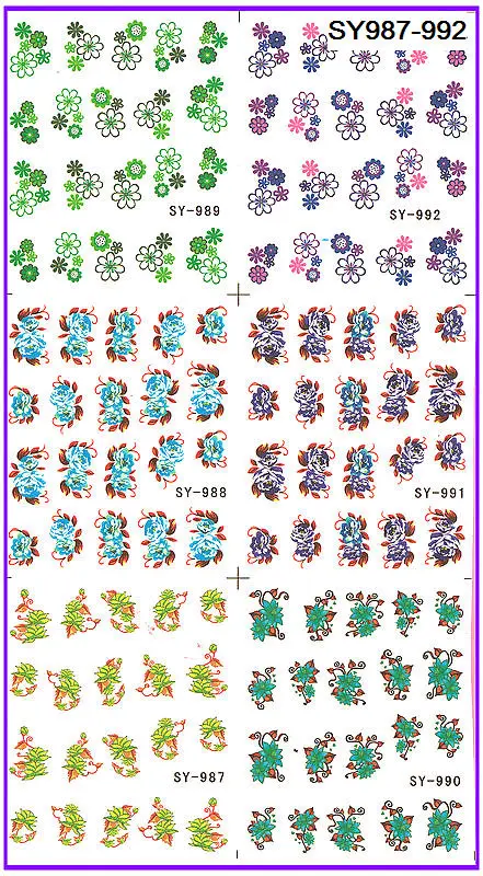 6 упак./лот блестящая водяная наклейка для дизайна ногтей наклейки на ногти