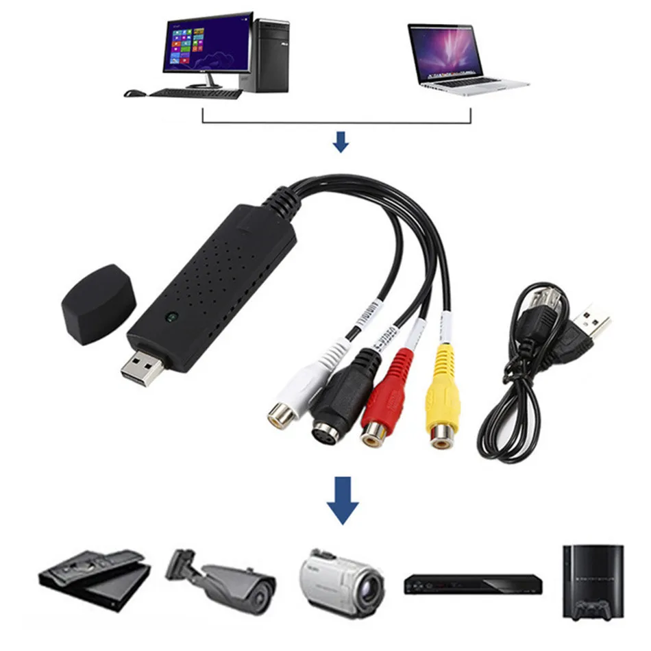 USB 2,0 Easycap адаптер аудио захвата USB tv DVD VHS DVR Аудио Видео карта захвата для компьютера Win XP 7 Vista NTSC PAL USB кабель