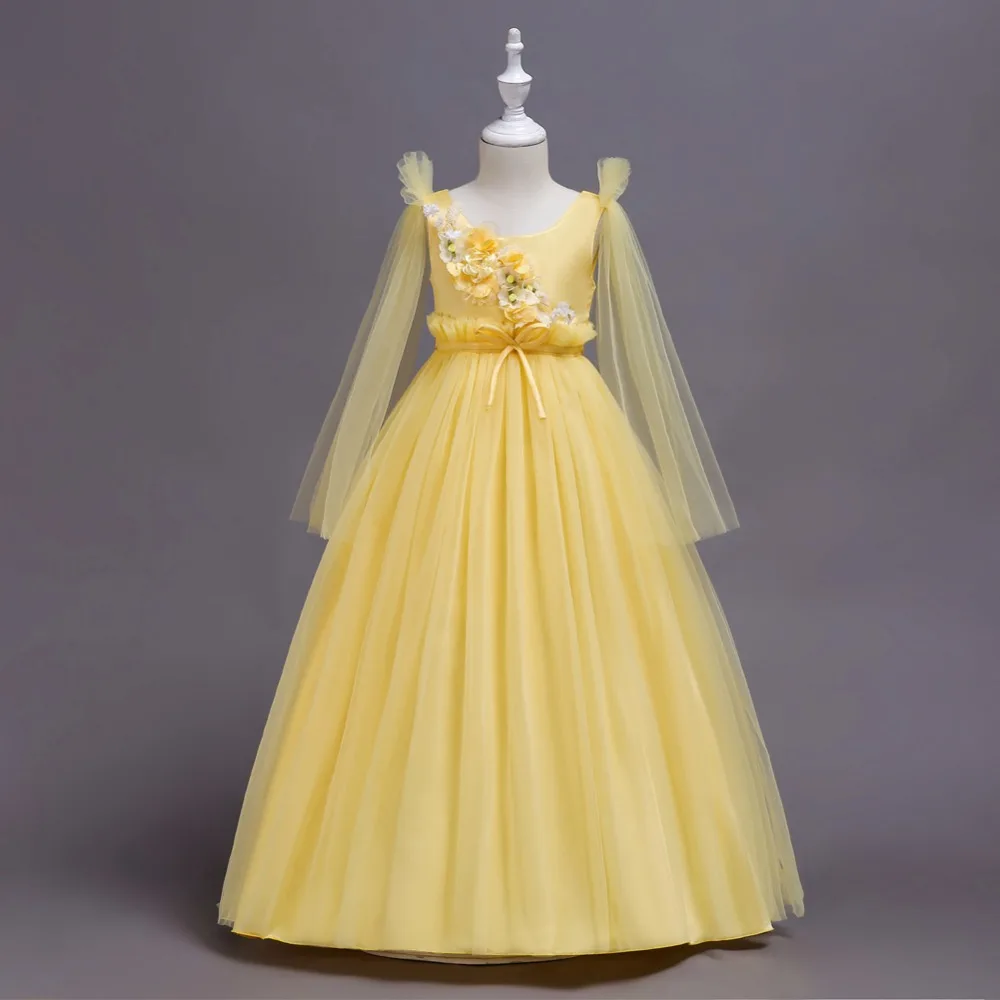 IENENS Summer Fashion Flower Girl Dresses Clothing Children Long Lace Princess Dress Kids Baby Girls Wedding Party Wear Clothes | Детская
