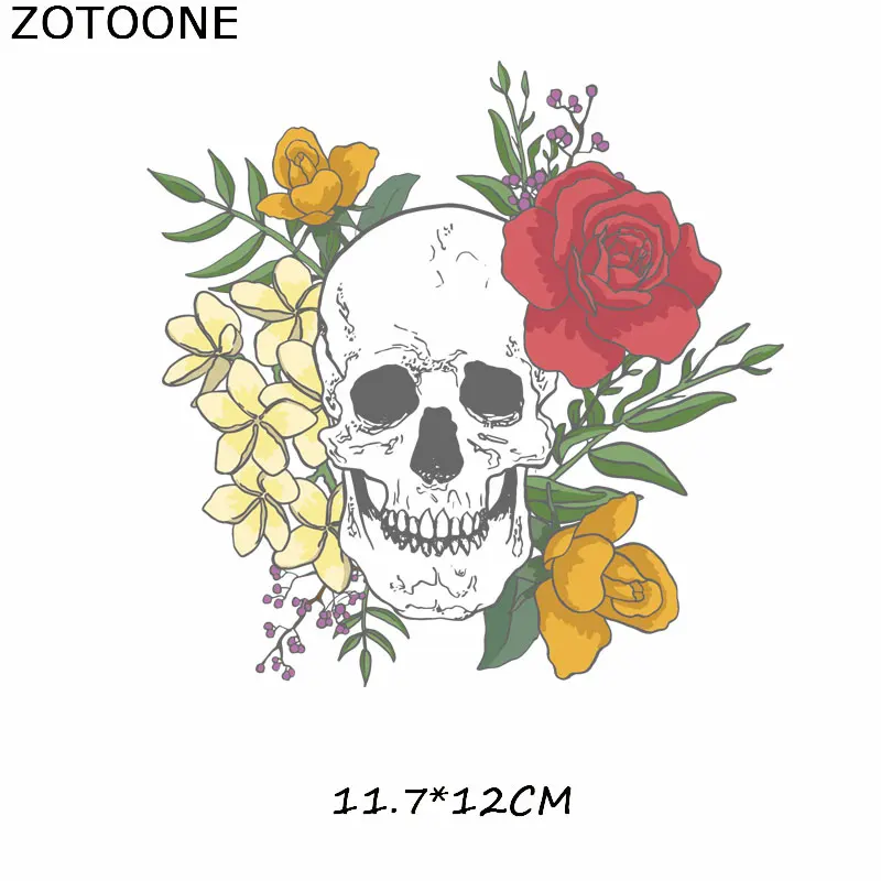 Нашивки ZOTOONE в стиле панк Рокки Череп аппликация термоклейкие Цветочные нашивки