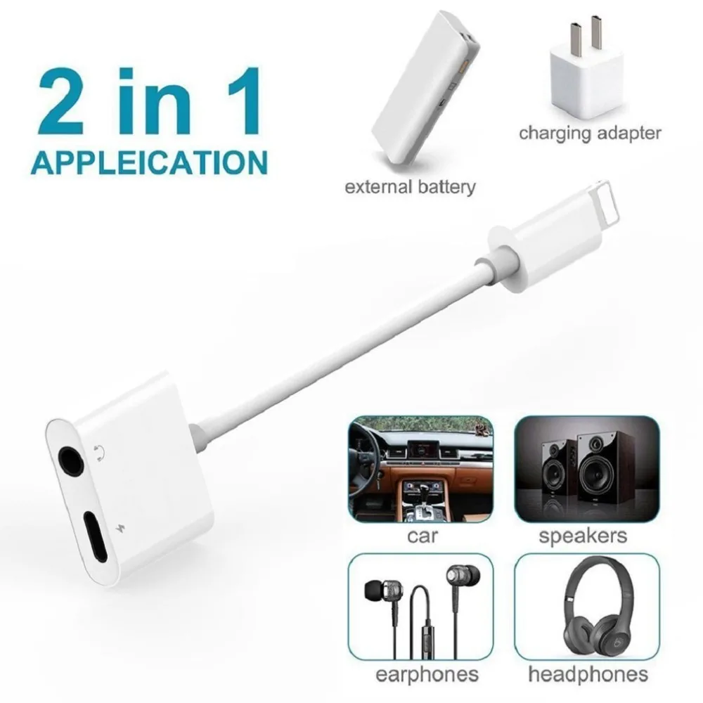 HBUDS 2 in1 аудио Зарядное устройство адаптер для iPhone X 8 7 6 Plus 3,5 мм адаптер для наушников Аксессуары для наушников аудио сплиттер