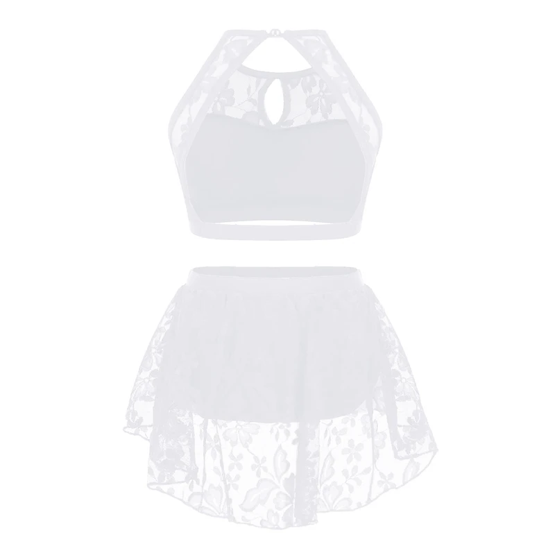 Подростковые детские для девочек кружевные балетные костюмы топ и шорты