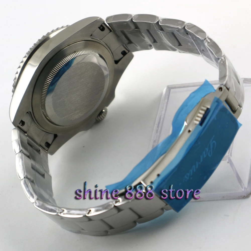 Parnis 40 мм черный циферблат красный GMT руки стиль керамический ободок сапфировое