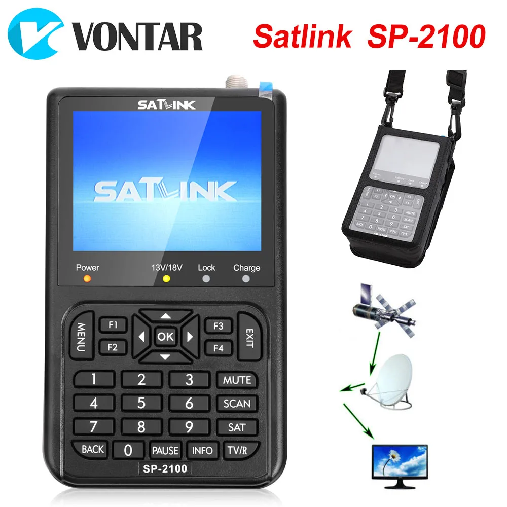 Цифровой счетчик спутниковых сигналов SATLINK с цветным ЖК дисплеем 3 5