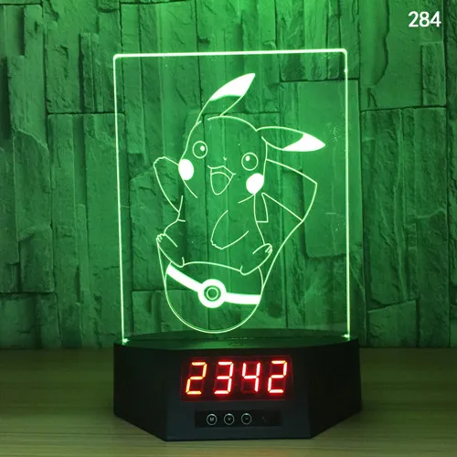 E Покебол PIKACHU 3D иллюзия календарь часы лампа 7 цветов Изменение Pokemon Go фигурка визуальная Иллюзия светодиодный ночник - Испускаемый цвет: E