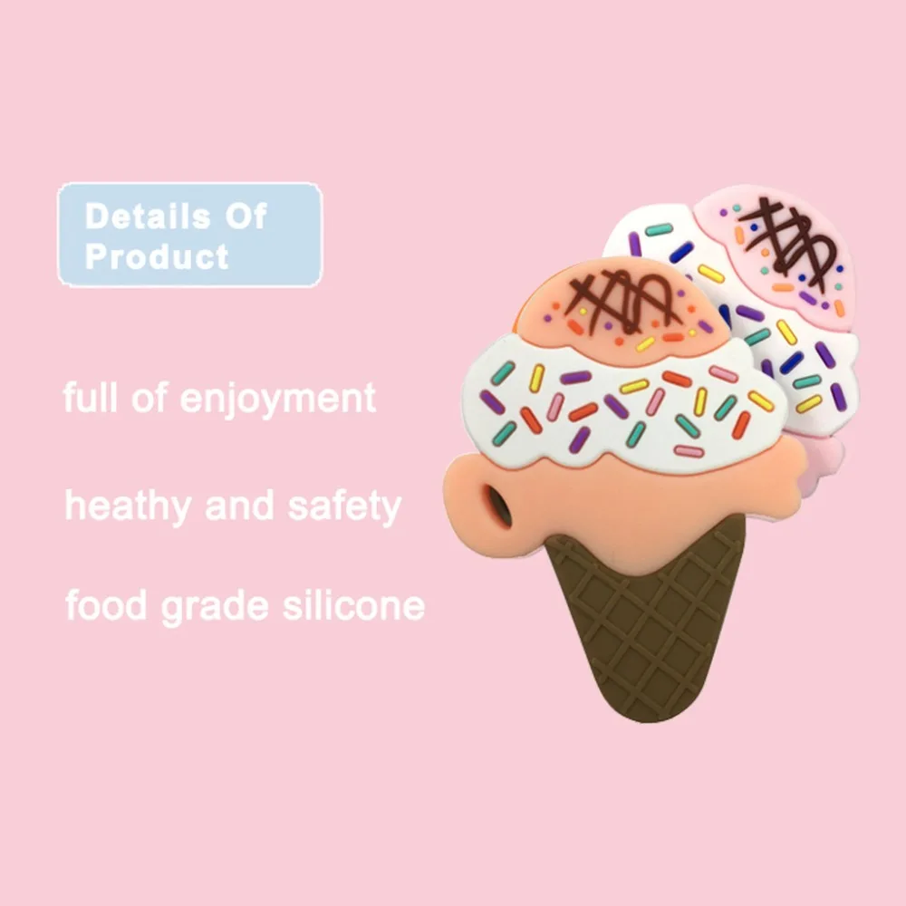 

1 Pc Ice Cream Silicone Teether Baby Nursing Teething Necklace Accessories Bite Toys New And High Quality