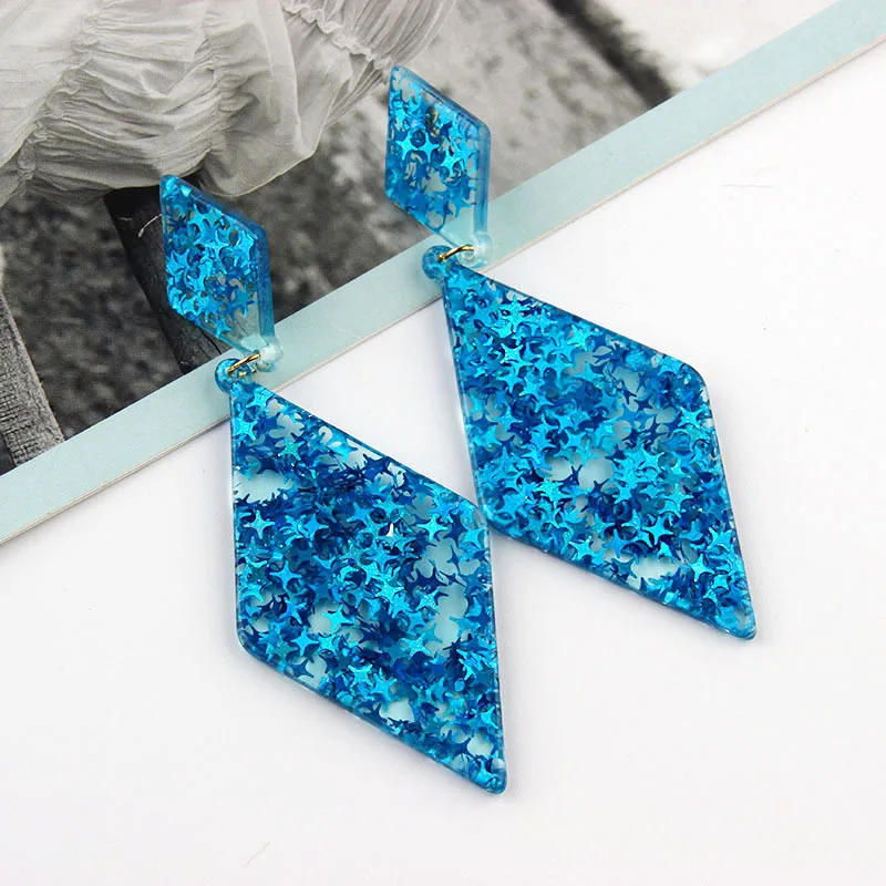 Серьги из акриловой смолы с кислотной формой звезд круглые овальные серьги