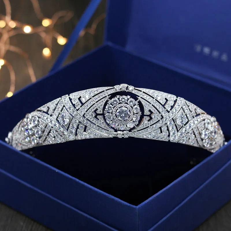 SLBRIDAL Классическая свадебная тиара с кубическим цирконием головная повязка CZ