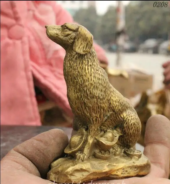 Китайская народная фэншуй латунная статуя зодиака собаки | Дом и сад