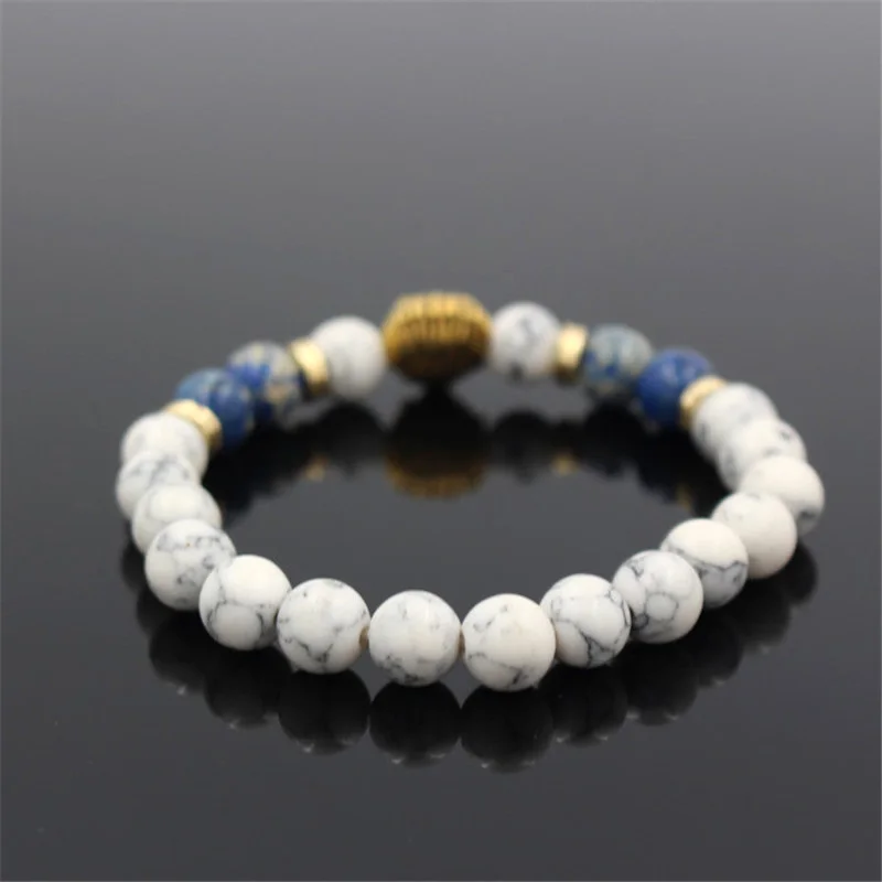 Прямая поставка 8 мм лабораторный белый каменный браслет Howlite с бусинами
