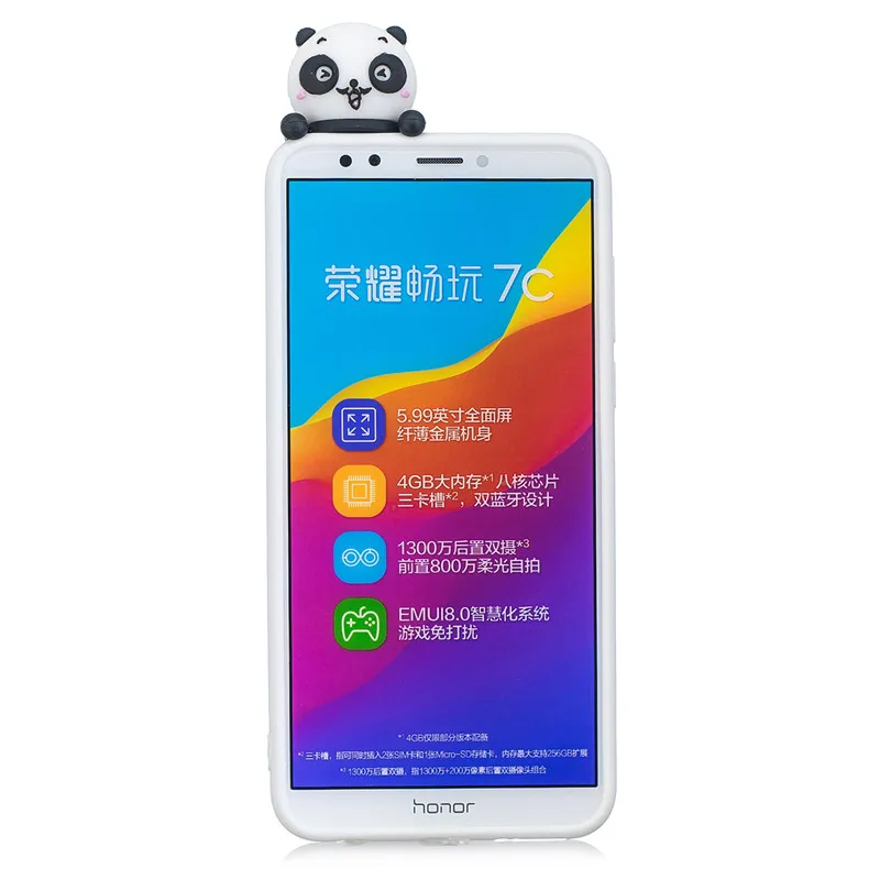 Мягкий Силиконовый ТПУ чехол 3D для Huawei Honor 7C 5 7 дюйма русской версии Мультяшные