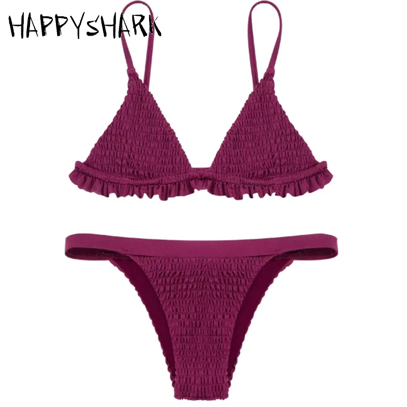 Женский купальник HAPPYSHARK сложное бикини с пуш апом цвета: винно красный
