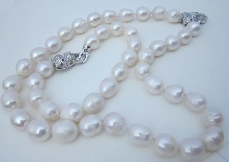 

free shipping >>>>>13-14MM SOUTH SEA WHITE NATURAL PEARL NECKLACE 18" + BRACELET 7.5-8"