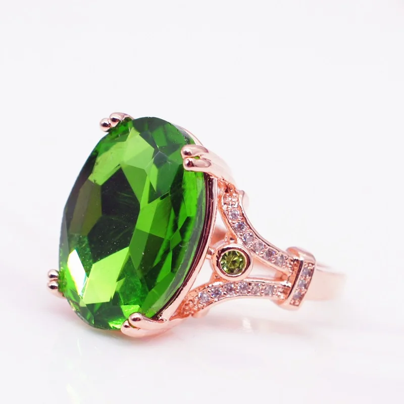 

OMHXZJ Wholesale European Fashion Woman Man Party Wedding Gift 7 Colors Oval AAA Zircon 18KT Yellow Gold Rose Gold Ring RR445