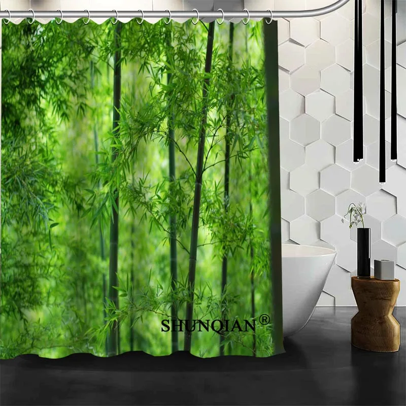 

Bamboo Shower Curtain High Quality Bath screens Modern Polyester Fabric Customized bath curtain