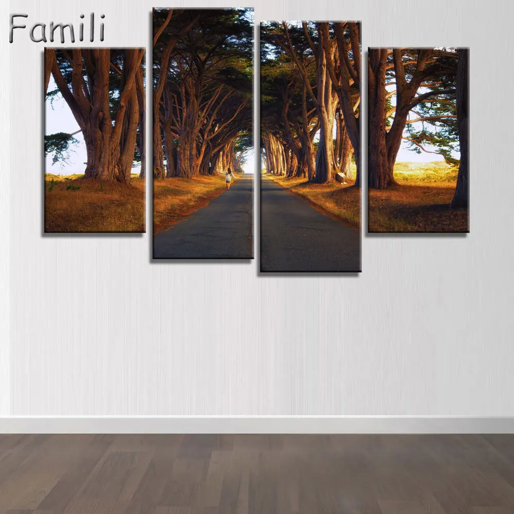 4 шт. геометрический Современный абстрактный Черный Белый дорожный горный Холст