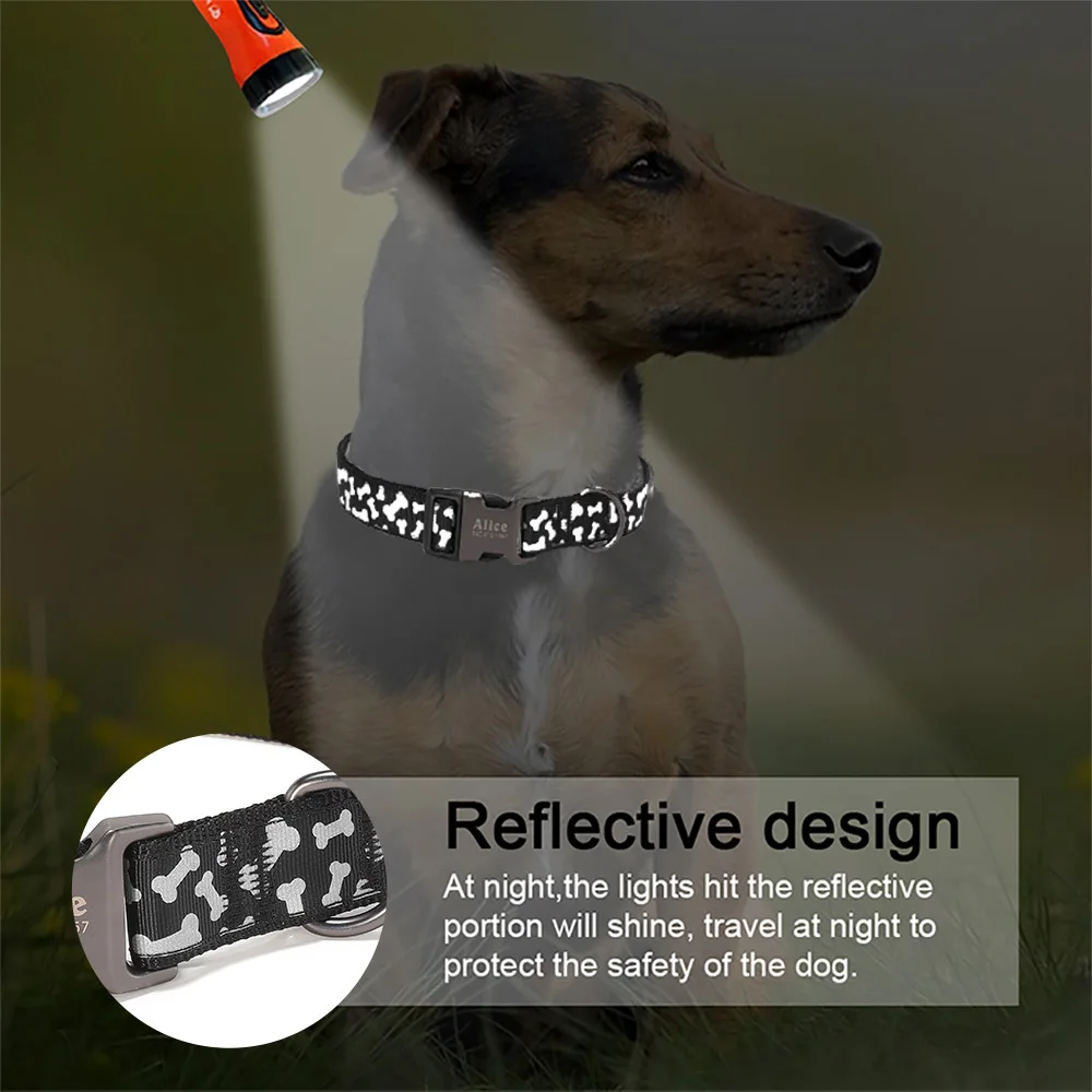 Pet dog collar personalized custom brand small Pug medium French Bulldog large luminous supplies |