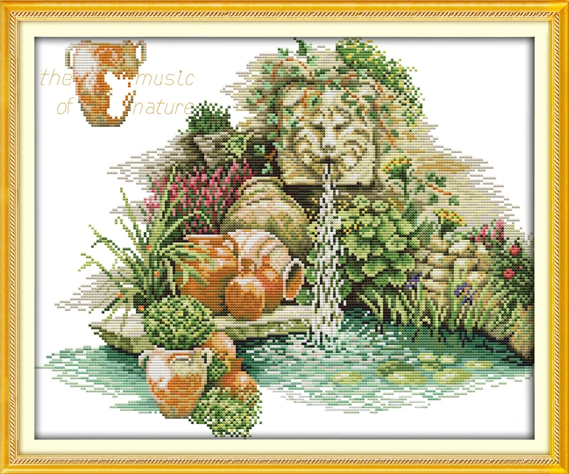 

The pool cross stitch kit 14ct 11ct count printed canvas stitching embroidery DIY handmade needlework