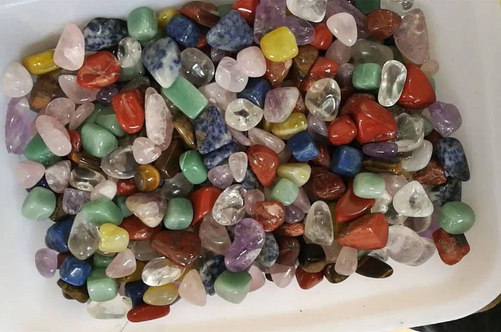 

100g Beautiful Natural Bulk Assorted Tumbled Stone Crystal colorful rock mineral agate for chakra healing Reiki + Pouch