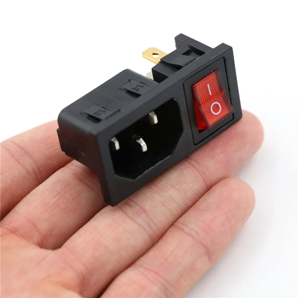 AC 10A 250V 3Pin красный кулисный выключатель с плавким предохранителем IEC 320 C14 на входе
