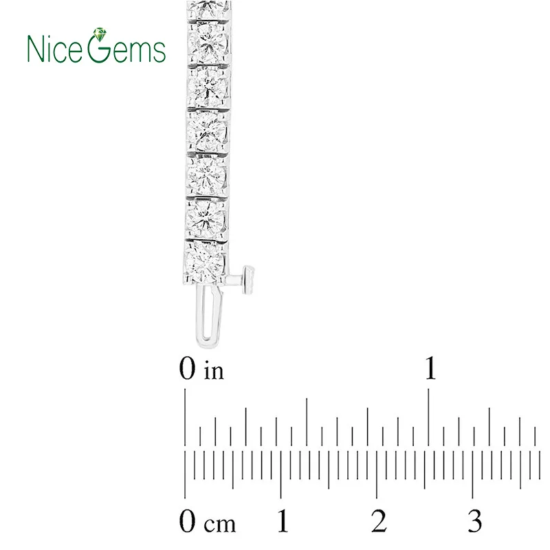 NiceGems однотонный 14K белый женский браслет из драгоценного камня с муассанитом