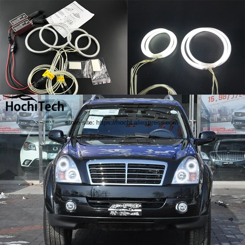 HochiTech ccfl комплект ангельских глаз белый 6000k гало кольца фары для Ssangyong Rexton 2006 2007 2008