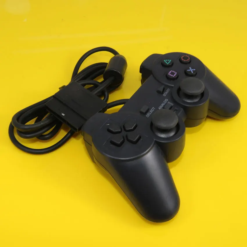 Черный Цвет проводной контроллер для Sony PlayStation 2 геймпад двойной вибрации пульта