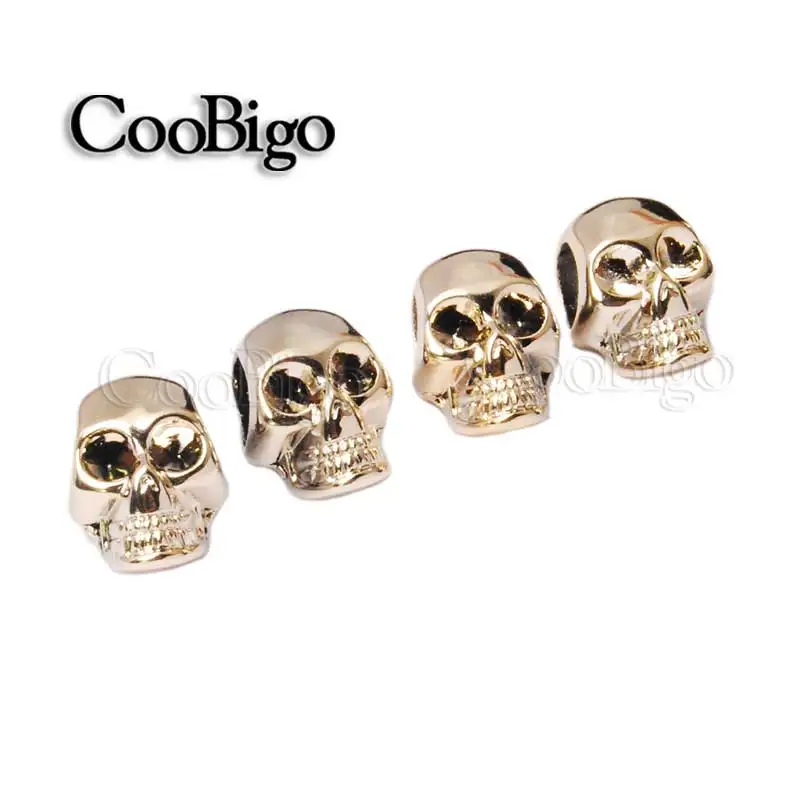 10 шт. очаровательный пластиковый золотой череп 8 мм бусина с отверстием для