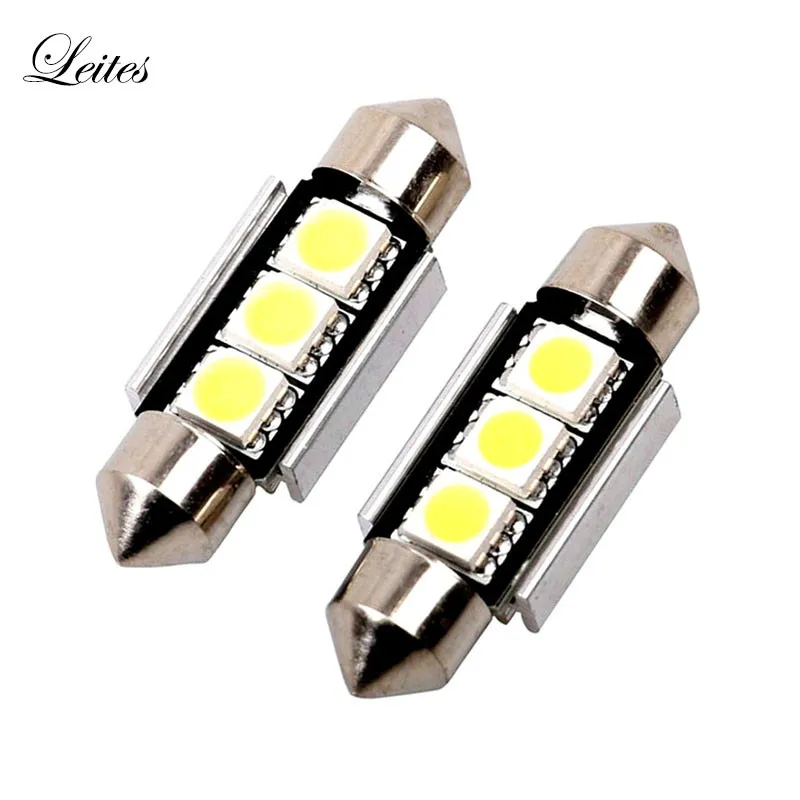 Leite 10 шт. 36 мм 39 C5W 3SMD 3 SMD 5050 светодиодный CANBUS без ошибок гирлянда лампа для