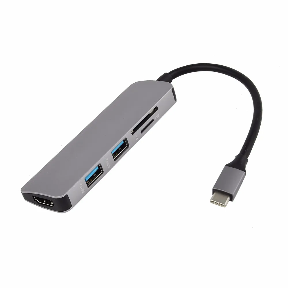 5 в 1 USB C концентратор для MacBook Pro / huawei mate 10/20 Pro USB-C-HDMI Micro SD/TF кардридер адаптер type C USB 3,0 концентратор