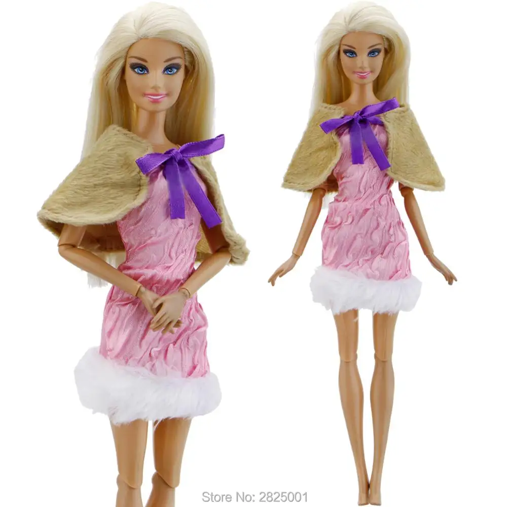 Handmade Princess Dress Wedding Party Dinner Mini Gown Pink Skirt With Brown Shawl Clothes For Barbie Doll Accessories Baby Toys | Игрушки и