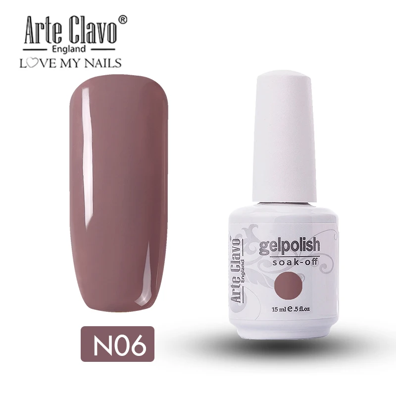 N06 Arte Clavo, 244 цветов, Гель-лак для ногтей, блестящий Светодиодный УФ-Гель-лак, лак для дизайна ногтей, впитывающий Гель-лак, телесный, 15 мл, Гель-лак для ногтей - Цвет: N06