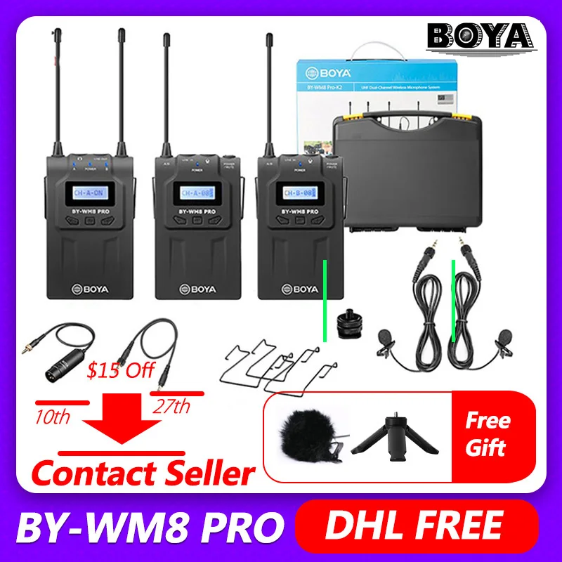 Беспроводной микрофон BOYA BY WM8 Pro конденсаторный аудио видео приемник для цифровых