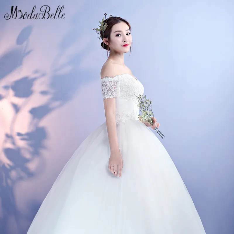 modabelle Lace Top Bodice Tulle Ball Gown Wedding Dresses With Short Sleeves 2018 New Arrival abiti da sposa Sexy Bridal Dress | Свадьбы и
