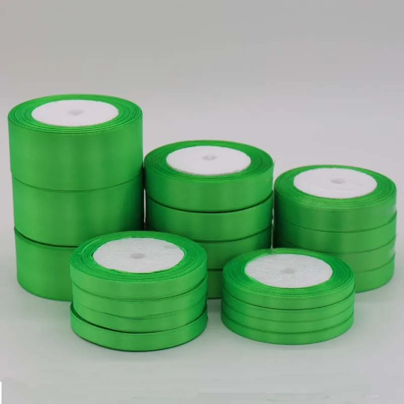 Одна штука 25 ярдов Зеленая Шелковая атласная лента для украшения свадебной